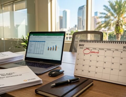 Florida annual report filing deadline calendar showing May 1st on a business desk
