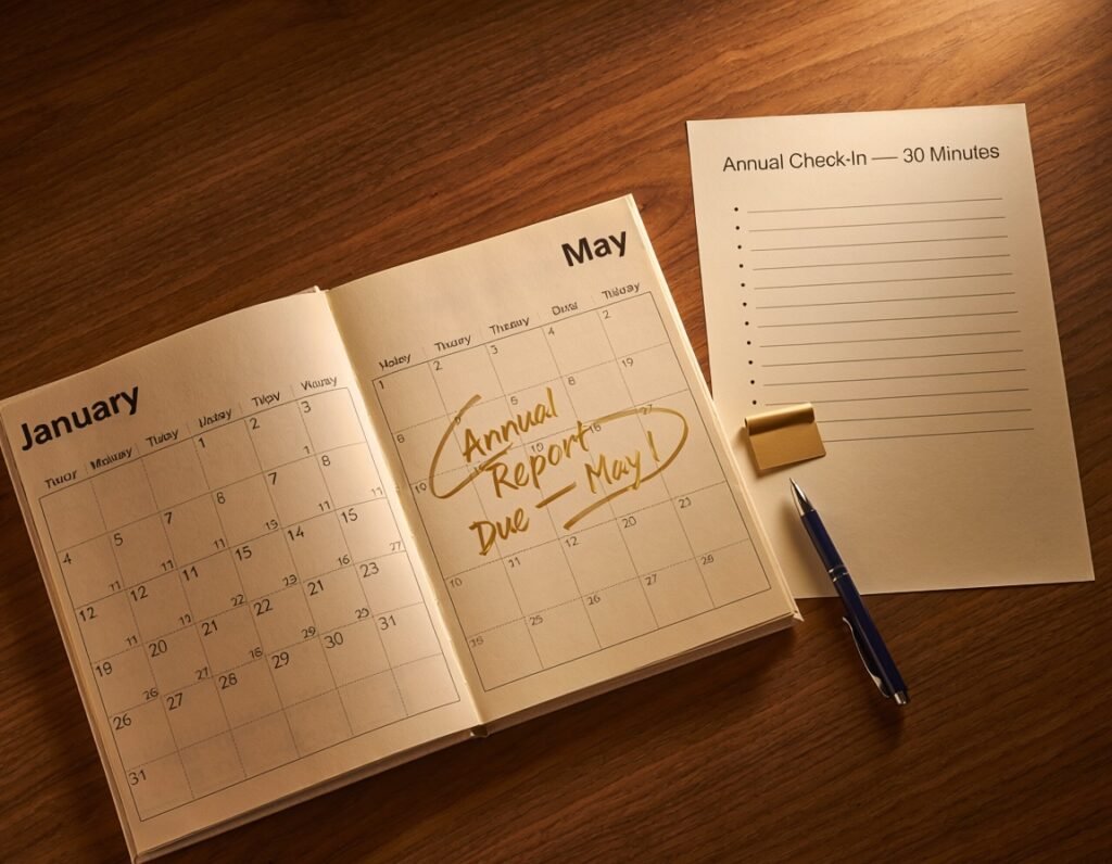 Florida business compliance calendar with annual check-in and managed compliance subscription — Lamar Legal attorney-managed compliance South Florida