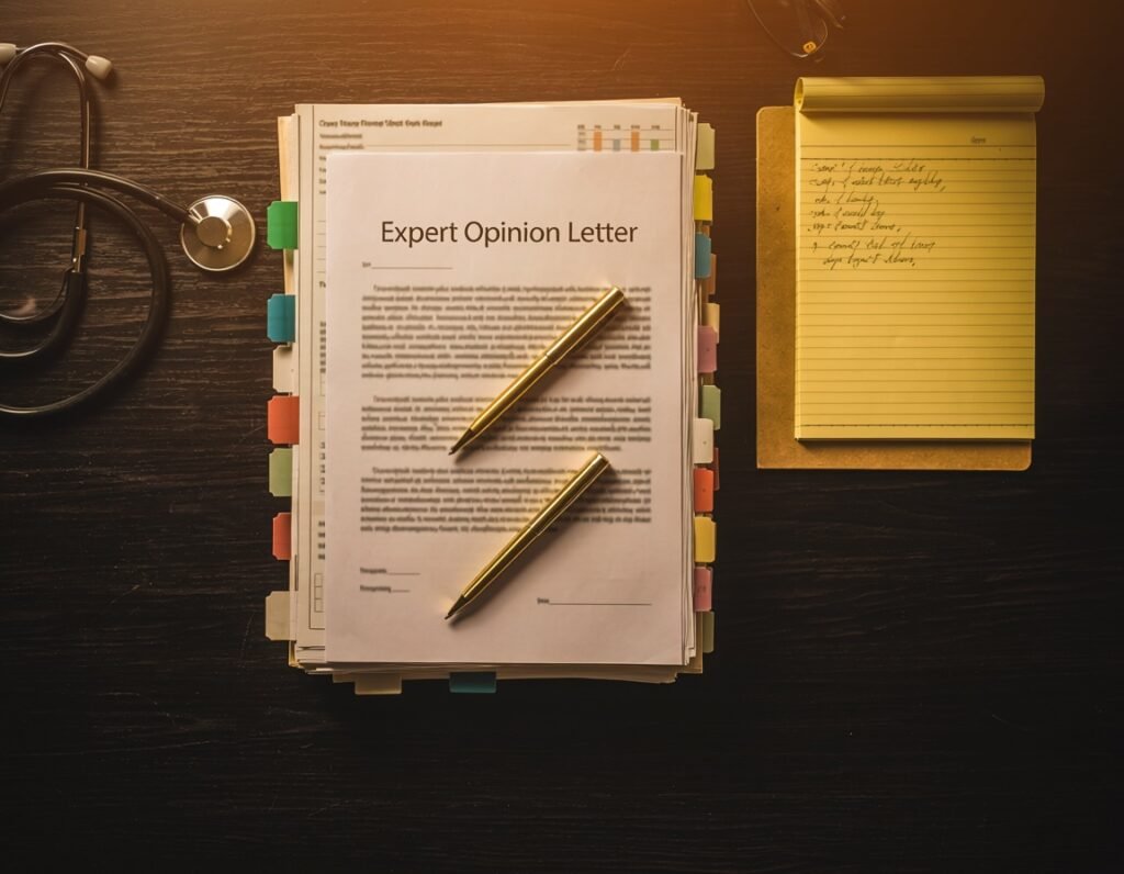 Florida medical malpractice case — medical records and expert opinion documents on attorney desk, medical negligence lawyer South Florida Lamar Legal