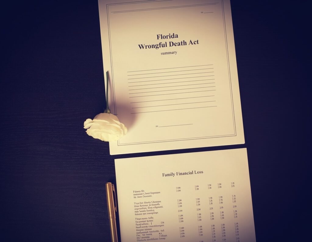 Florida wrongful death attorney — family legal rights consultation after negligent death, wrongful death claim documents on attorney desk Lamar Legal