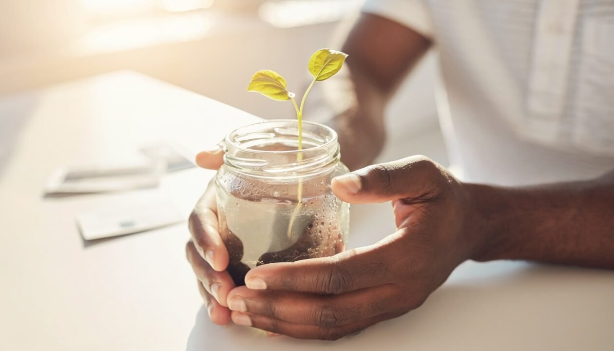 Hands nurturing a small growing plant representing a new Florida business being built on a solid legal foundation
