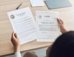 Trademark registration for Florida business owners showing brand protection and legal filing documents with distinctive business identity marks